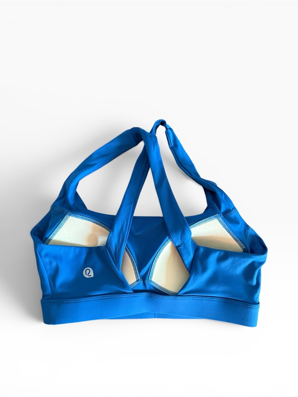 Women's Blue Cross-Back Sports Bra - Picture 2 of 4